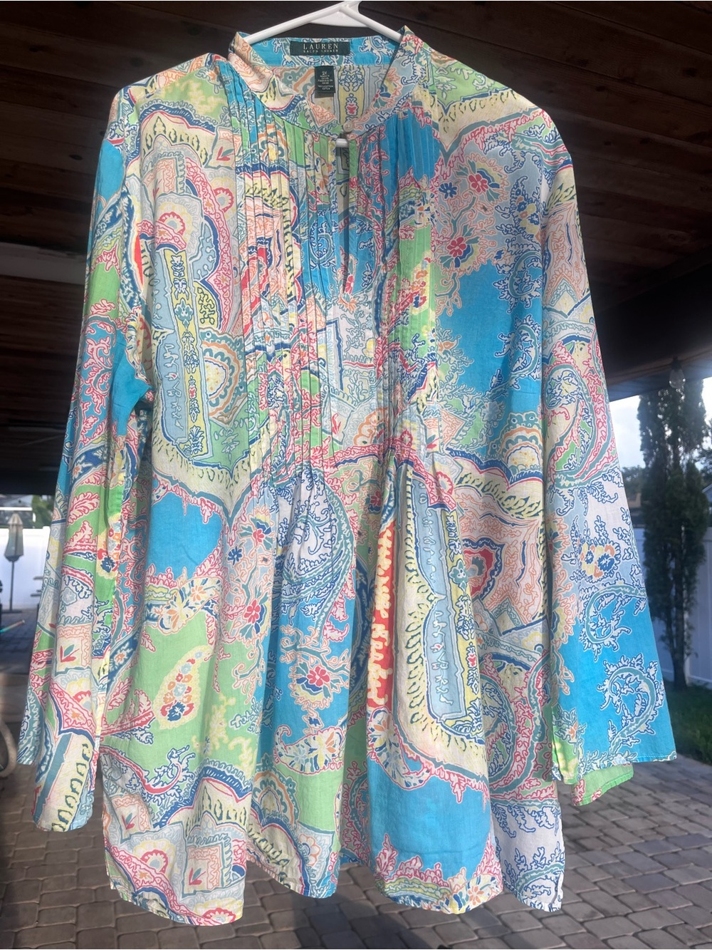 Lauren Ralph Lauren Multicolor Paisley Pintuck Tunic